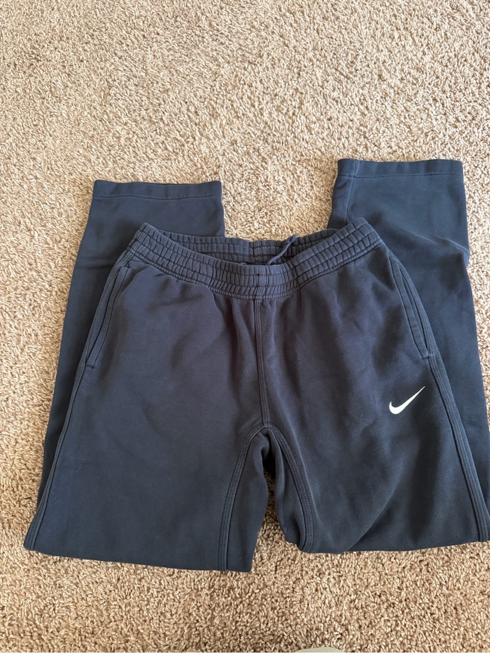 Nike Black Straight-Leg Sweatpants with White Swoosh
